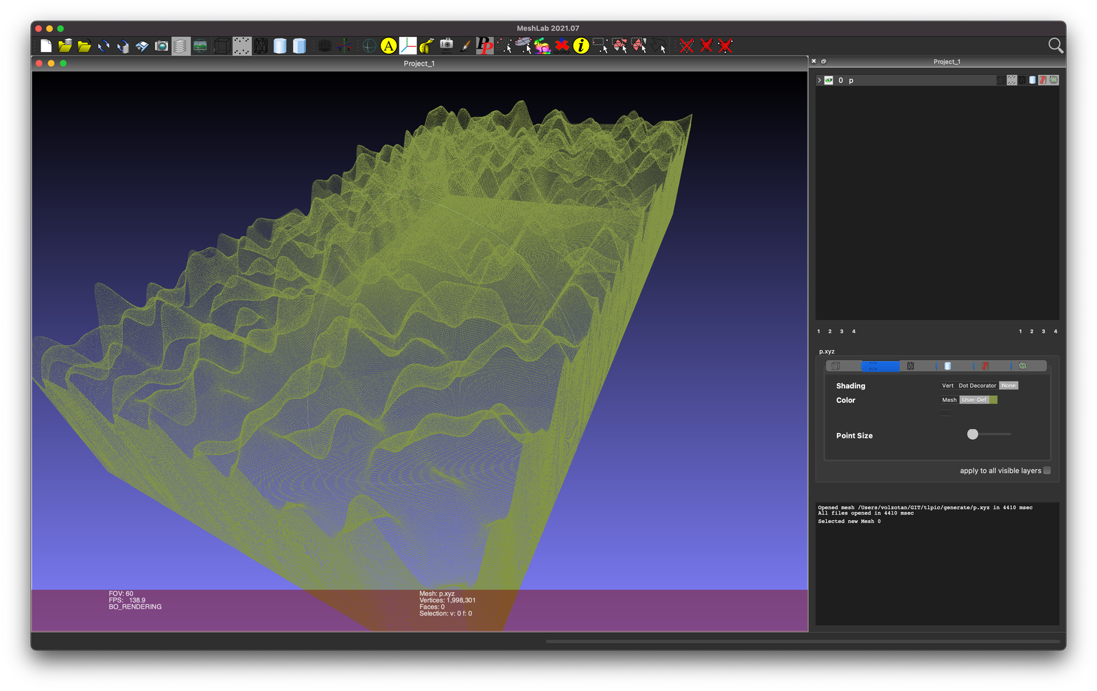 meshlab screenshot, mesh